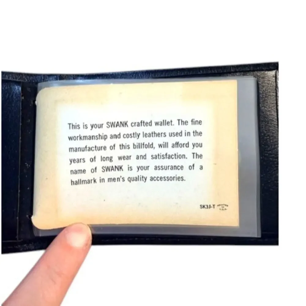 Vintage SWANK Mens Leather Wallet & Keychain Set NIB Classic Gift